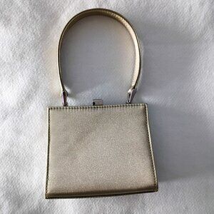Nine West Gold Satin Mini Evening Bag Top-Handle Purse Push-lock clasp
